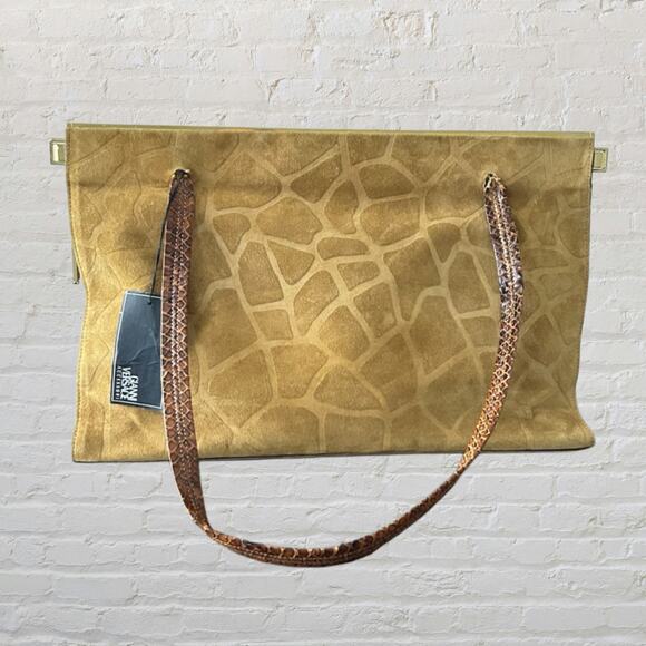 Gianni Versace Borsa Crosta Suede,Python Strap Handbag – Vintage 80s–90s, Unused - Picture 3 of 12